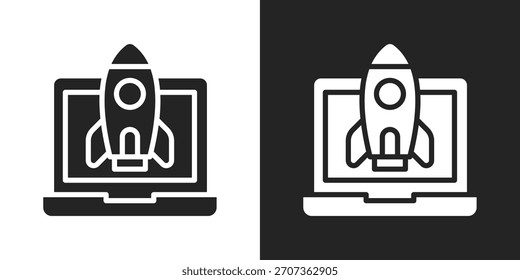 Icono De Lanzamiento De Inicio En Estilo Glifo Blanco Y Negro