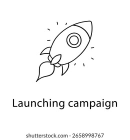 Startup Launch Icon - Kampagne, Rakete, Strategie, Wachstum, New Business Vector