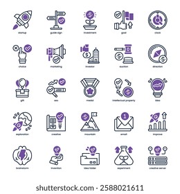 Startup Launch Icon pack for your website, mobile, presentation, and logo design. Startup Launch Icon dual tone design. Vector graphics illustration and editable stroke.
