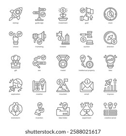 Startup Launch Icon pack for your website, mobile, presentation, and logo design. Startup Launch Icon outline design. Vector graphics illustration and editable stroke.