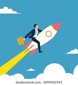 Startup launch project or improvement business concept vector illustration