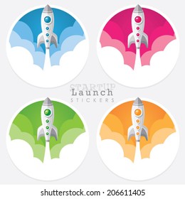startup launch rocket icon stickers