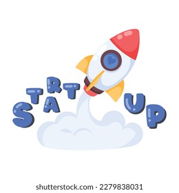 Startup launch sticker in flat style 