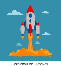 Startup, launching new business concept, flat design, vector illustration