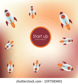 Startup launching process flat web info graphic technology online service application internet business concept vector.