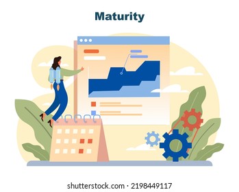 Startup life cycle. Building new business stages, birth and development process. Maturity. Flat vector illustration