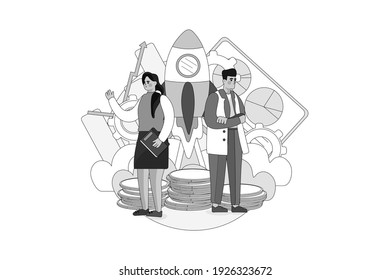 Startup Life Vector Illustration concept. Flat illustration isolated on white background.