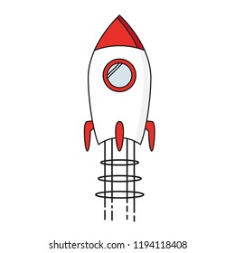 Startup - line design. Rocket launch and smoke. Startup project concept. Vector illustration.
