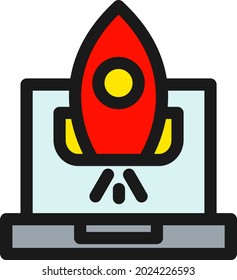 Diseño de iconos de vectores con relleno de línea de inicio
