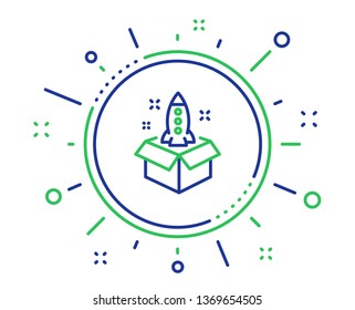 Icono de línea de inicio. Iniciar signo de proyecto. El símbolo de la caja está fuera. Elementos de diseño de calidad. Botón de inicio de tecnología. Trazo editable. Vector