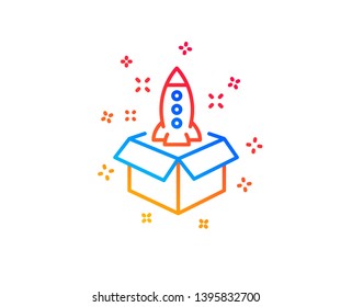 Startup line icon. Launch Project sign. Out of the box symbol. Gradient design elements. Linear startup icon. Random shapes. Vector