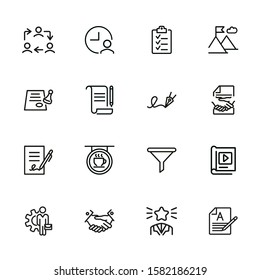 Startup line icon set. Contract, handshake, checklist. Business concept. Can be used for topics like deal, partnership, agreement