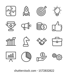Startup line icon set vector illustration