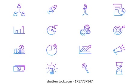
Startup line icons on white background. Launch Project, Business report and Target.
vector illustration

