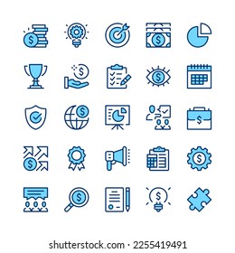 Startup line icons. Set of startup icons. Blue color. Vector line icons set