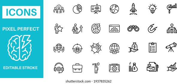 
STARTUP LINE ICONS SET vector design 