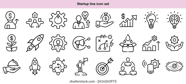 Startup Line Icons Vector Graphic Set