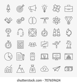 Startup Line Icons. Vector Set of Outline Web Development Symbols.