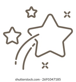 Startup linear icon isolated on transparent background. New technology and innovation symbol with shining stars. Represents new beginnings, creativity, and progress. Editable stroke design.