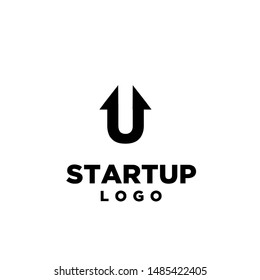 startup logo arrow icon design vector illustration