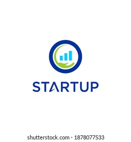 Startup Logo Design with Hand, Bar, Capital Vector Illustration
