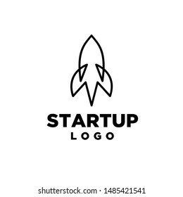startup logo line rocket icon design vector illustration