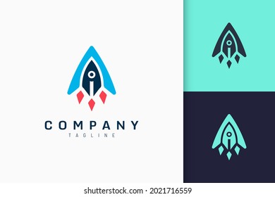 Logotipo de inicio en forma de cohete moderno representa tecnología o innovación