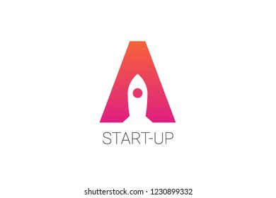 Start-up. Logotype. stylized rocket and the letter A. the concept