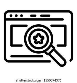 Startup magnifier icon. Outline startup magnifier vector icon for web design isolated on white background