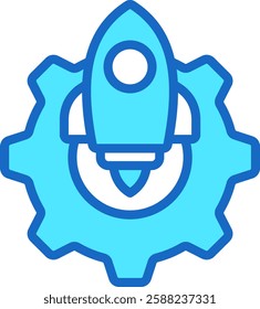 Startup Management Icon Blue Color Vector Illustration