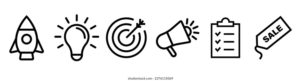 Startup and Management vector linear icons set.