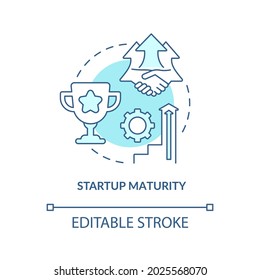 Startup maturity blue concept icon. Stage of company development. Business growth. Startup launch abstract idea thin line illustration. Vector isolated outline color drawing. Editable stroke