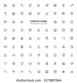 Startup Minimalism vector symbols, line icons set for mobile and desktop screens design.