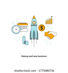 Startup and new business concept. Vector template for website, mobile website, landing page, ui.