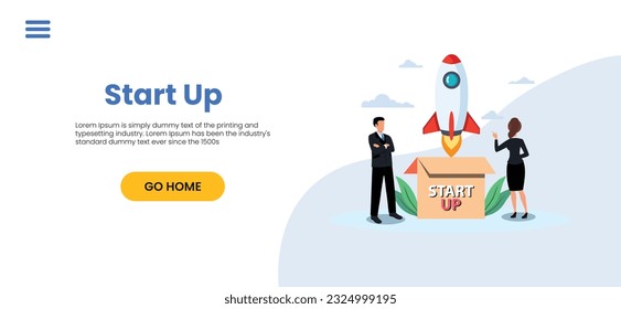 Startup new business project. Development process. Innovation product, creative idea. Start up launch, Start up venture, entrepreneurship concept. Vector isolated concept creative illustration	