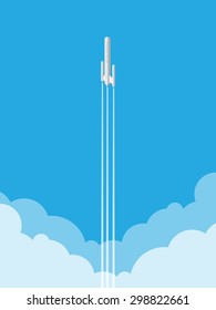 Startup new business project with rocket image - Concept Flat design vector illustration
