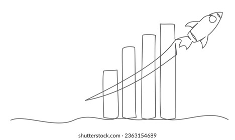 Startup One line drawing isolated on white background