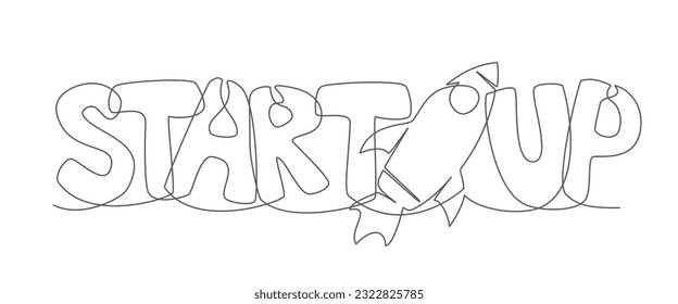 Startup One line drawing on white background