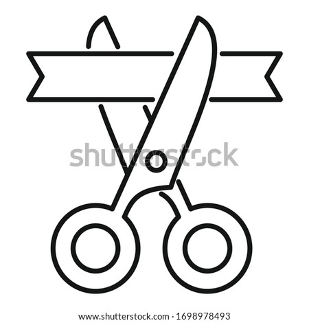 Startup open cut ribbon icon. Outline startup open cut ribbon vector icon for web design isolated on white background