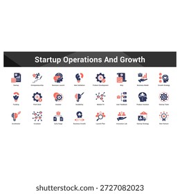 Startup Operations And Growth Cohesive set of minimalist vector icons representing key ideas with visual clarity