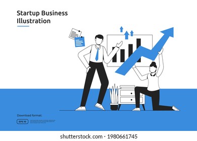 Startup opportunity, investment venture, financial adviser, business launch, franchising, mentoring concept. Success metaphor flat design web landing page or mobile website