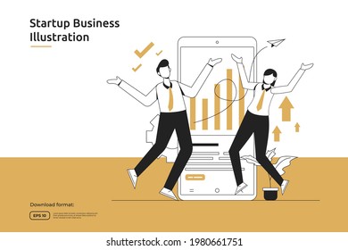 Startup opportunity, investment venture, financial adviser, business launch, franchising, mentoring concept. Success and financial growth metaphor flat design web landing page or mobile website