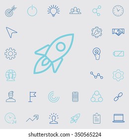 startup outline, thin, flat, digital icon set for web and mobile