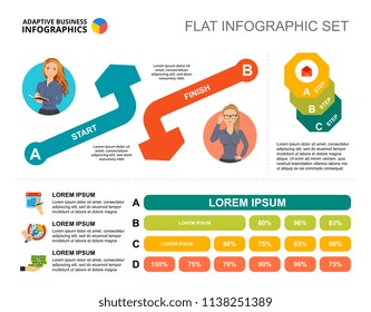 Startup percentage chart template for presentation. Business data visualization. Strategy, statistics, production or marketing creative concept for infographic, report, project layout.