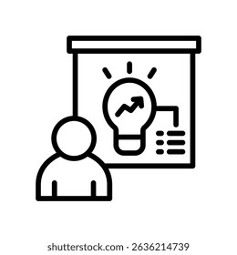 Startup Pitch Icon Line Vector Illustration