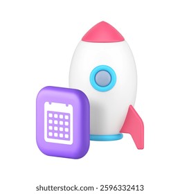 Startup planning efficient management and productivity 3d icon realistic vector illustration. Leadership business calendar control motivation information optimization success solution organization