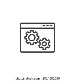 Startup planning line icon. linear style sign for mobile concept and web design. Website setting gear outline vector icon. Symbol, logo illustration. Vector graphics