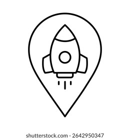 Ícone Da Linha Do Ponteiro De Inicialização. Traço editável. Fixar, Navegação, Direção, Ilustração de vetor de ícones de marcadores
