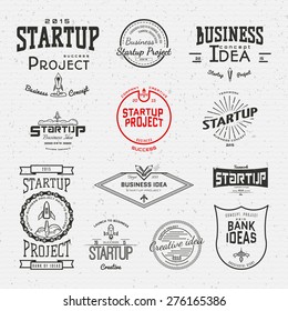 Startup project badges logos and labels for any use, on a white background