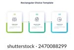 Startup project boosting research rectangular choice infographic chart design template. Business success infochart with icons. Instructional graphics with 3 options. Visual data presentation